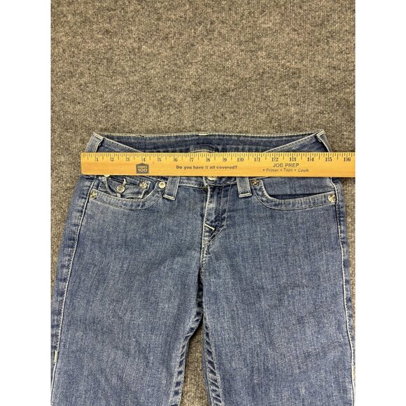 True Religion Jeans Womens 28 Blue Straight Leg Made USA Embroidered Pockets - Picture 3 of 9